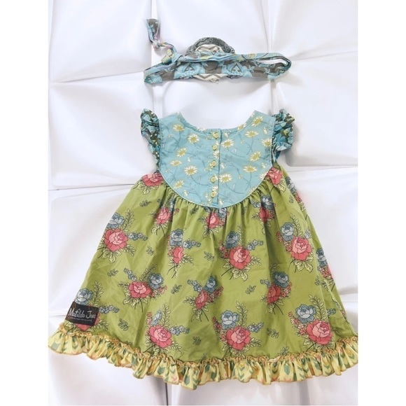Matilda Jane Girls Sz 4 Mix and Mingle Flutter Dress & Headband Secret Fields - Picture 5 of 9